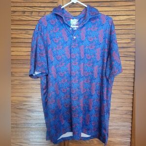 Tailorbyrd Blue and Red Paisley Polo Shirt Golf Size XL Mens